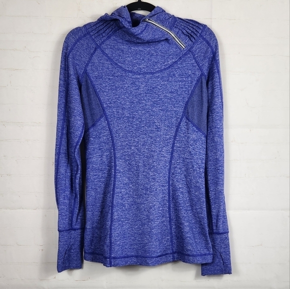 Lululemon Run Back On Track Hoodie Pullover Heathered Pigment Blue Size 8 - Picture 2 of 12